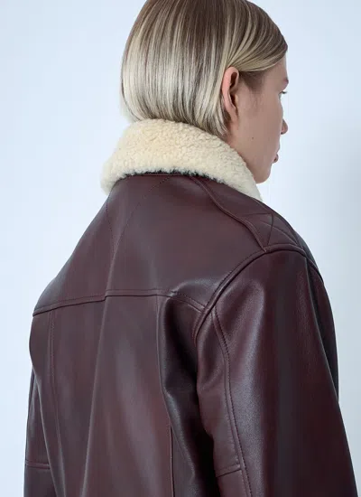 Bottega Veneta Brown Shearling Coat With Removable Fur Collar And Front Zip Closure In Leather Woman In Brown