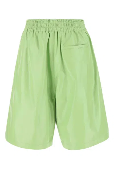 Bottega Veneta Pastel Green Leather Shorts In Green