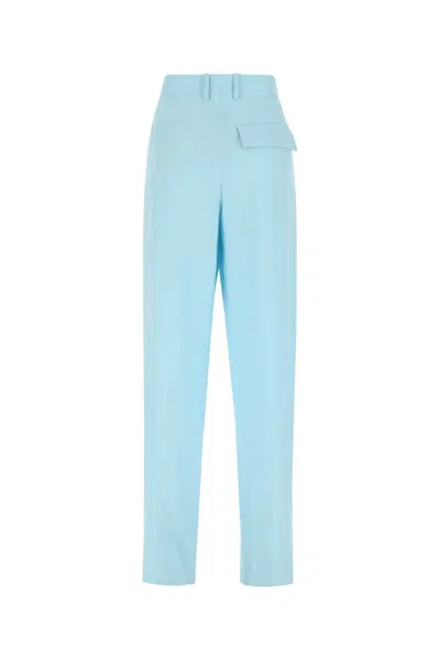 Bottega Veneta Pastel Light-blue Wool Wide-leg Pant In Blue