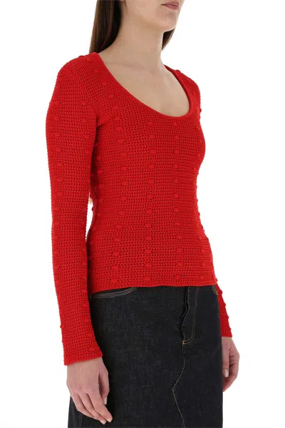 Bottega Veneta Women Red Cotton Sweater In Purple
