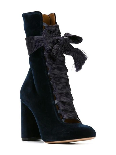 Shop Chloé Velvet 'harper' Mid-calf Boots