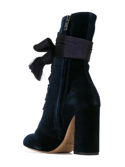 Shop Chloé Velvet 'harper' Mid-calf Boots