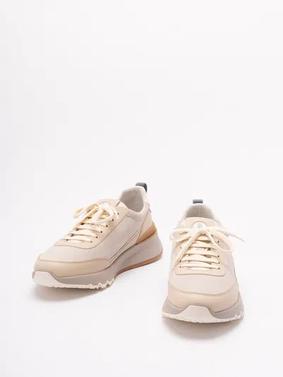 Brunello Cucinelli Beige Washed Suede Runners In Neutral