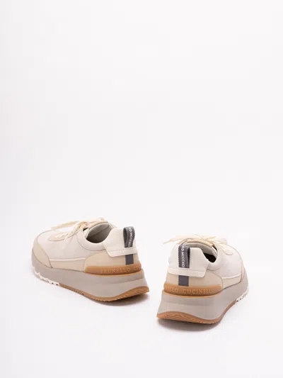 Brunello Cucinelli Beige Washed Suede Runners In Neutral