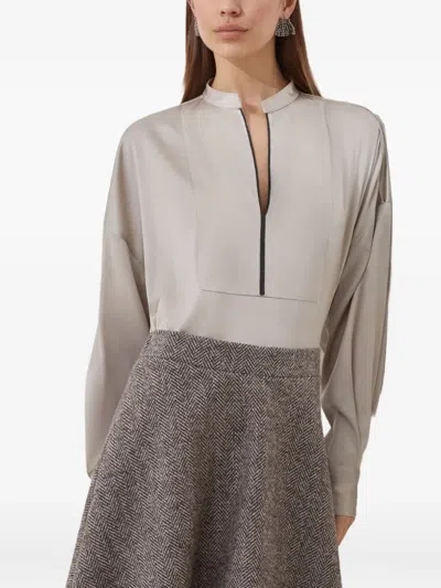Brunello Cucinelli Stretch Silk Satin Blouse