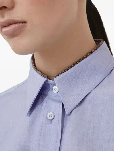 Brunello Cucinelli Long-sleeve Button-up Shirt In Blue
