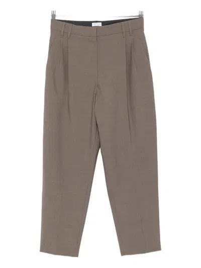 Brunello Cucinelli Dart-detail Trousers In Brown