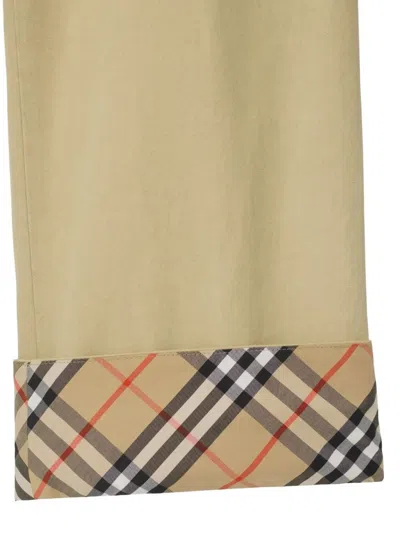 Burberry Classic Straight-leg Pants With Distinctive Check Cuffs In Neutral