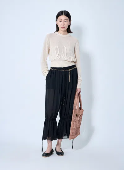 Chloé Embroidered Alpaca And Silk-blend Sweater