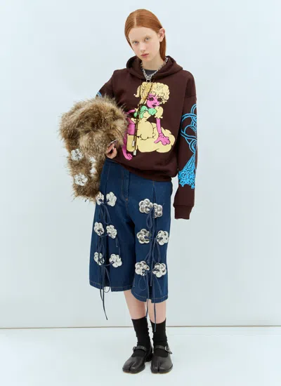 Chopova Lowena Women Screen Printed Hooded Sweatshirt In Brown