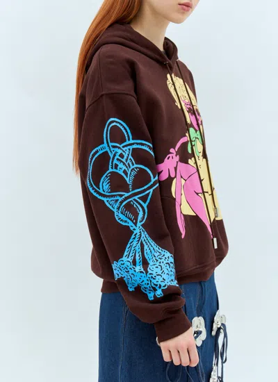 Chopova Lowena Women Screen Printed Hooded Sweatshirt In Brown