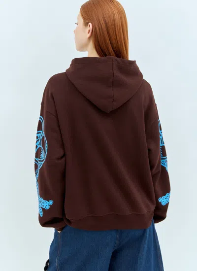 Chopova Lowena Women Screen Printed Hooded Sweatshirt In Brown