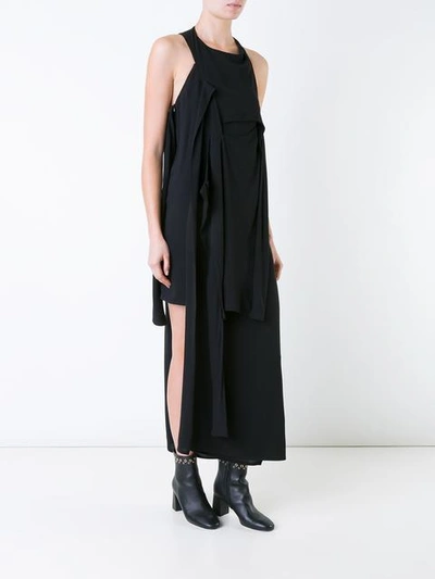 Shop Eckhaus Latta Deconstructed Asymmetric Long Dress In Black