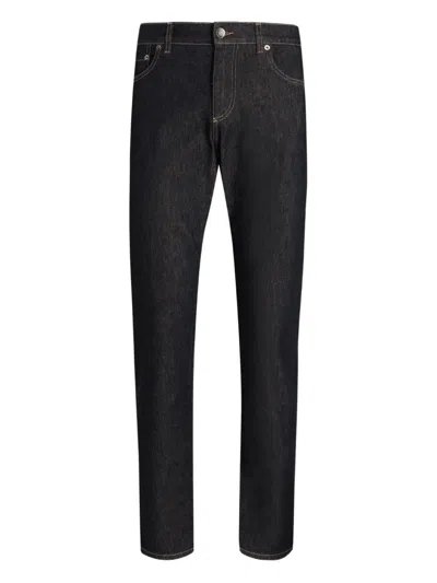 Dolce & Gabbana Trousers With Belt Loops And Contrast Stitching In Black
