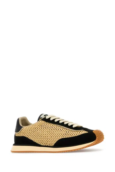 Dolce & Gabbana Two-tone Crochet And Suede Dg Cushion Sneakers In Neutral