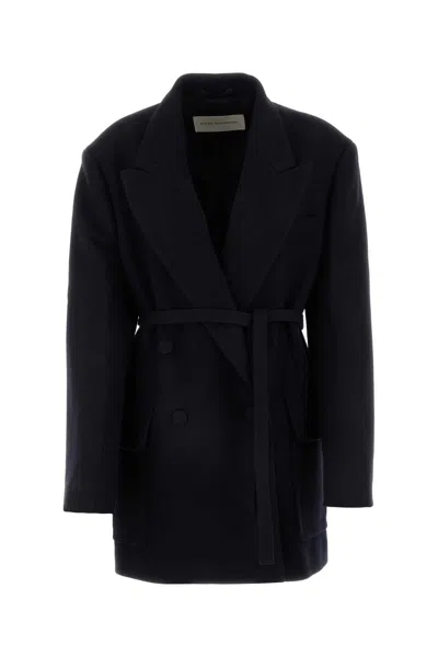 Dries Van Noten Women Midnight Blue Wool Blend Bless Coat In Blue