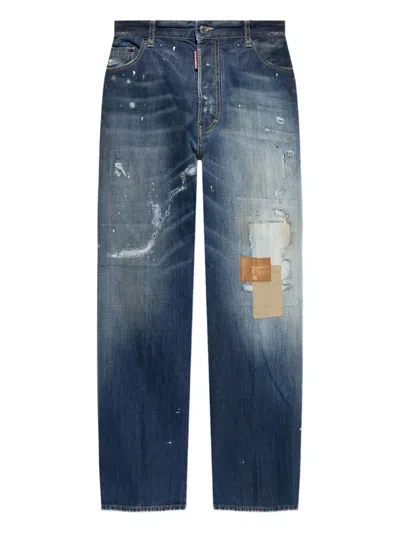 Dsquared2 Faded Patchwork Jeans In Blue