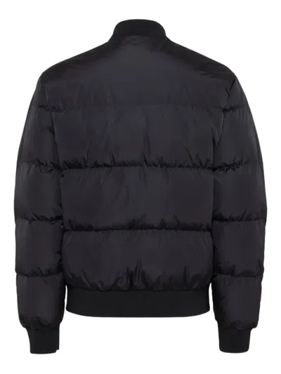 Dsquared2 Classic Black Puffer Bomber Jacket With Ribbed Cuffs In Black