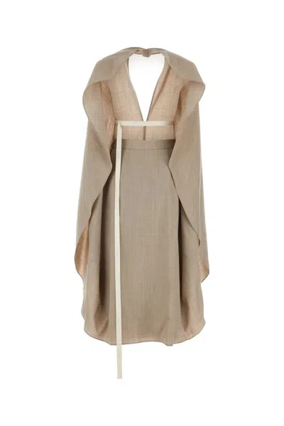 Fendi Abito In Flanella Gessata Beige