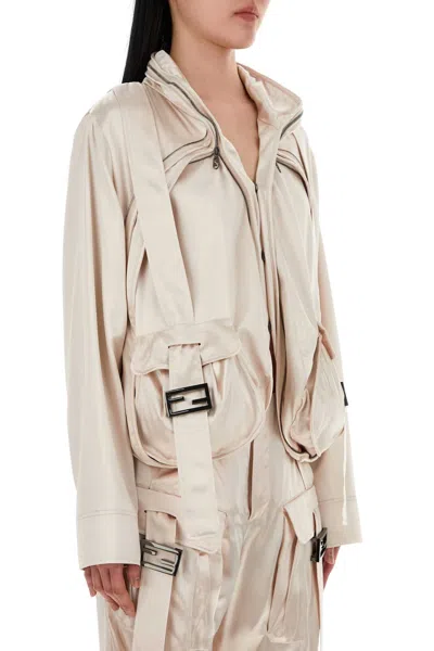 Fendi Women Light Pink Satin Jacket In Neutral