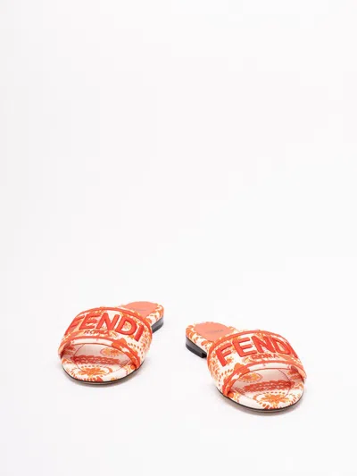 Fendi Women `bandana` Embroidery With Logo Slides