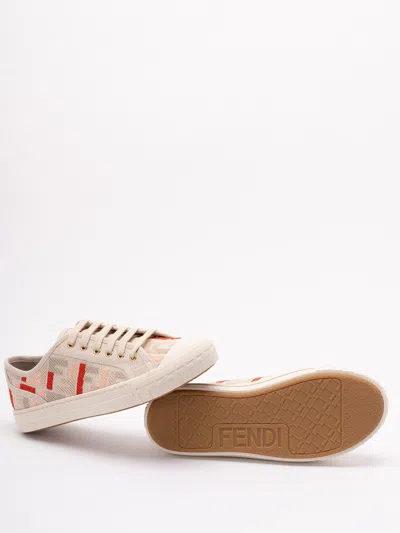 Fendi Canvas Domino Sneakers Featuring Low-top Silhouette