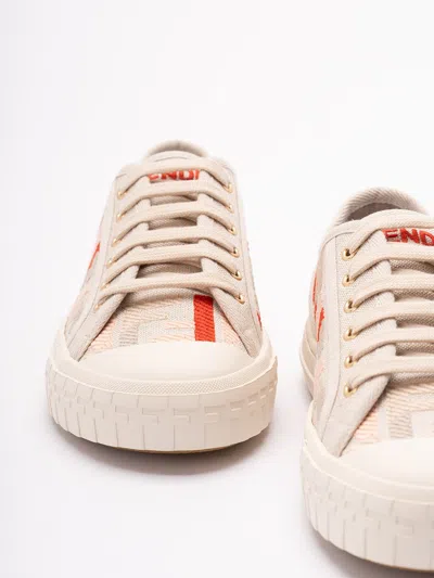 Fendi Canvas Domino Sneakers Featuring Low-top Silhouette