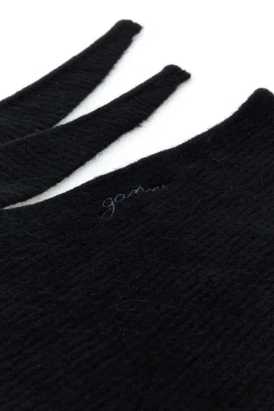 Ganni Women Black Stretch Wool Blend Hood In Black