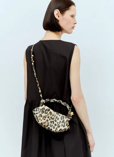Ganni Mini Bou Leo Printed Shoulder Bag In Animal Print