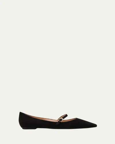 Stuart Weitzman Emilia Suede Mary Jane Ballerina Flats