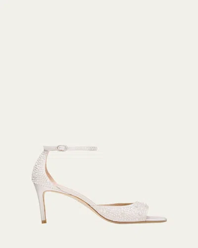 Stuart Weitzman Bliss Pearly Satin Ankle-strap Sandals