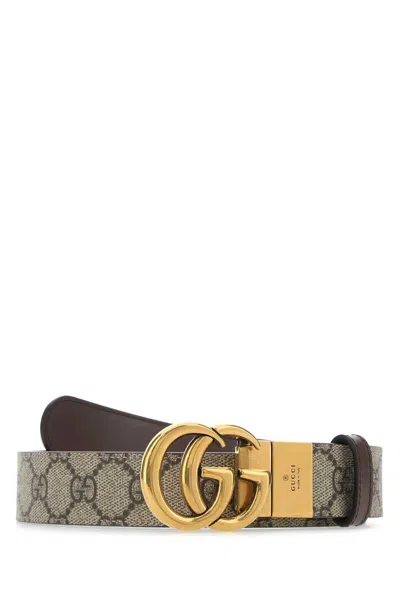 Gucci Women Gg Supreme Fabric Gg Marmont Reversible Belt