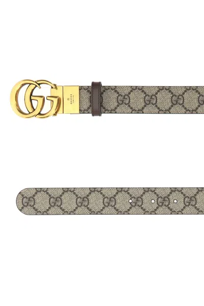 Gucci Women Gg Supreme Fabric Gg Marmont Reversible Belt