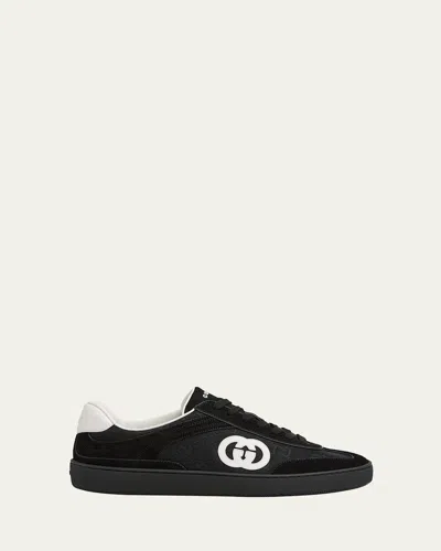 Gucci G75 Suede And Canvas Sneakers In Black