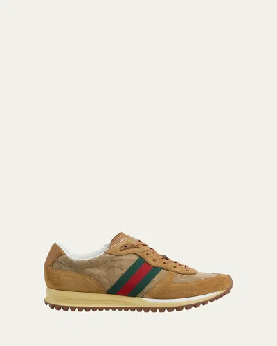 Gucci Men Re-motion Gg Nylon And Suede Sneakers In Multi