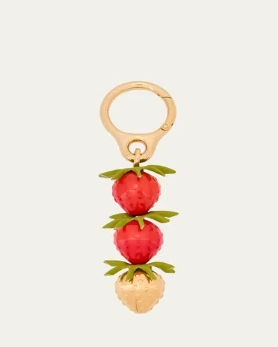 Loewe Strawberry Bag Charm In Acetate And Brass