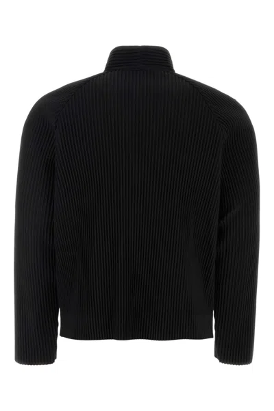Issey Miyake Ribbed Texture High Collar Pleated Cardigan