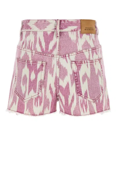 Isabel Marant Étoile Isabel Marant Etoile Women Printed Denim Lesia Shorts In Pink