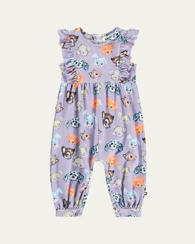 Molo Girl's Fallon Printed Organic Cotton Jumpsuit In Purple
