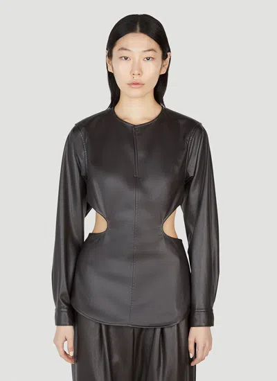 Issey Miyake Cut-out Long-sleeve Blouse In Black
