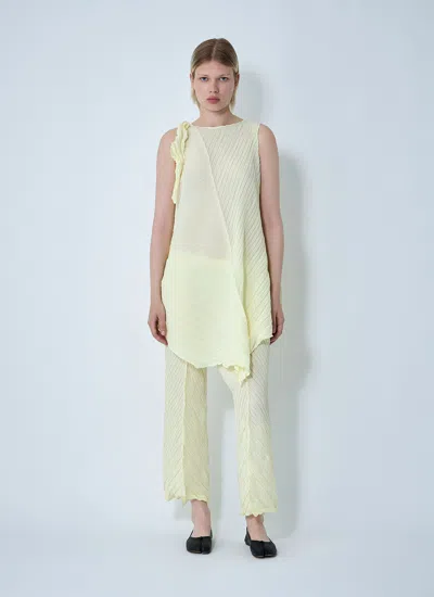 Issey Miyake Wrinkled And Twisted Asymmetric Dress In Neutral