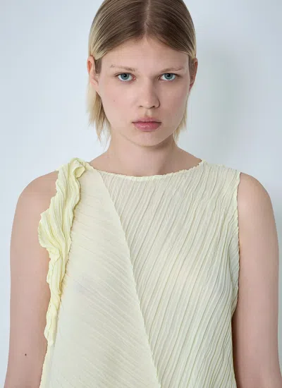Issey Miyake Wrinkled And Twisted Asymmetric Dress In Neutral