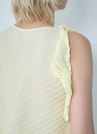 Issey Miyake Wrinkled And Twisted Asymmetric Dress In Neutral