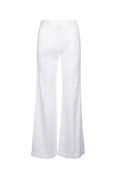 Jacob Cohen Denim Trousers With Wide Leg And Pockets In White