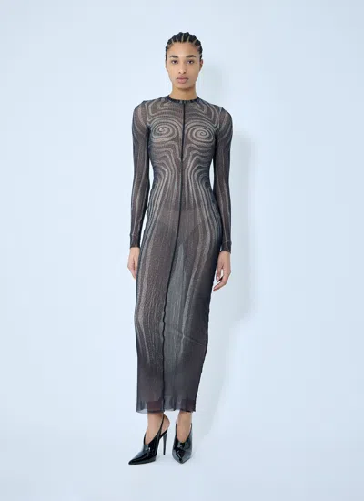 Jean Paul Gaultier Women Mesh Maxi Dress In Black