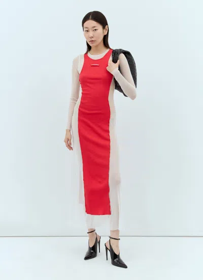 Jean Paul Gaultier Layered Ribbed Cotton-jersey And Mesh Maxi Dress In Multi