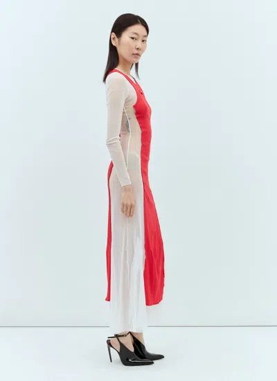 Jean Paul Gaultier Layered Ribbed Cotton-jersey And Mesh Maxi Dress In Multi