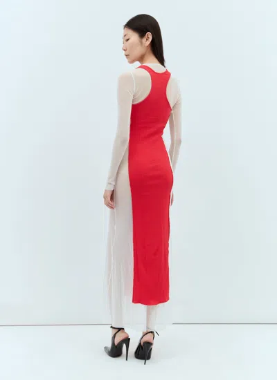 Jean Paul Gaultier Layered Ribbed Cotton-jersey And Mesh Maxi Dress In Multi