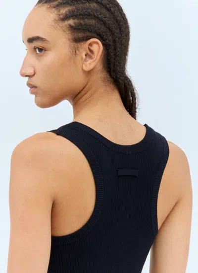 Jean Paul Gaultier Striped Printed Mesh Long Dress In Black