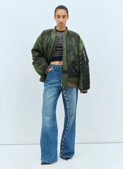 Jean Paul Gaultier Khaki 'the Trompe L'œil' Bomber Jacket In Multi